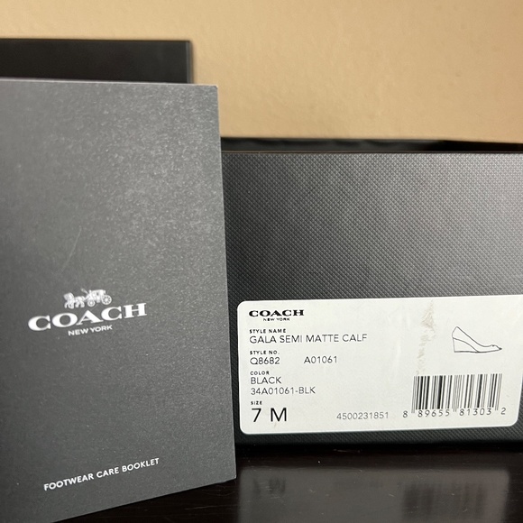 Coach Cala Semi Matte Calf Black Size 7 wedge open toe - Picture 5 of 7